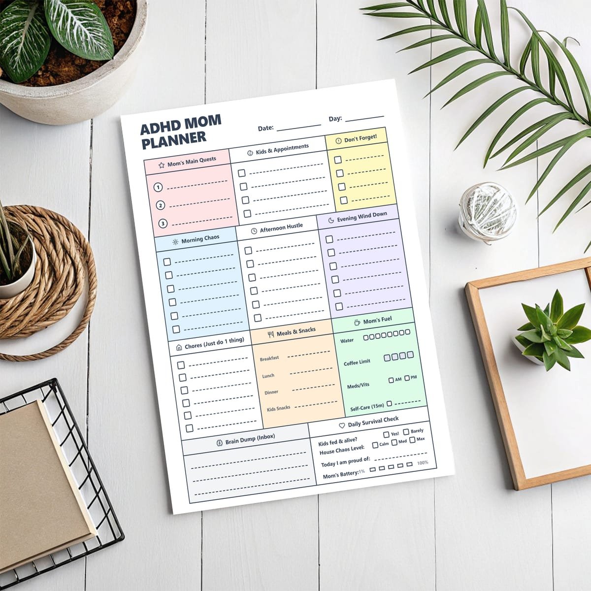 adhd mom planner Layout