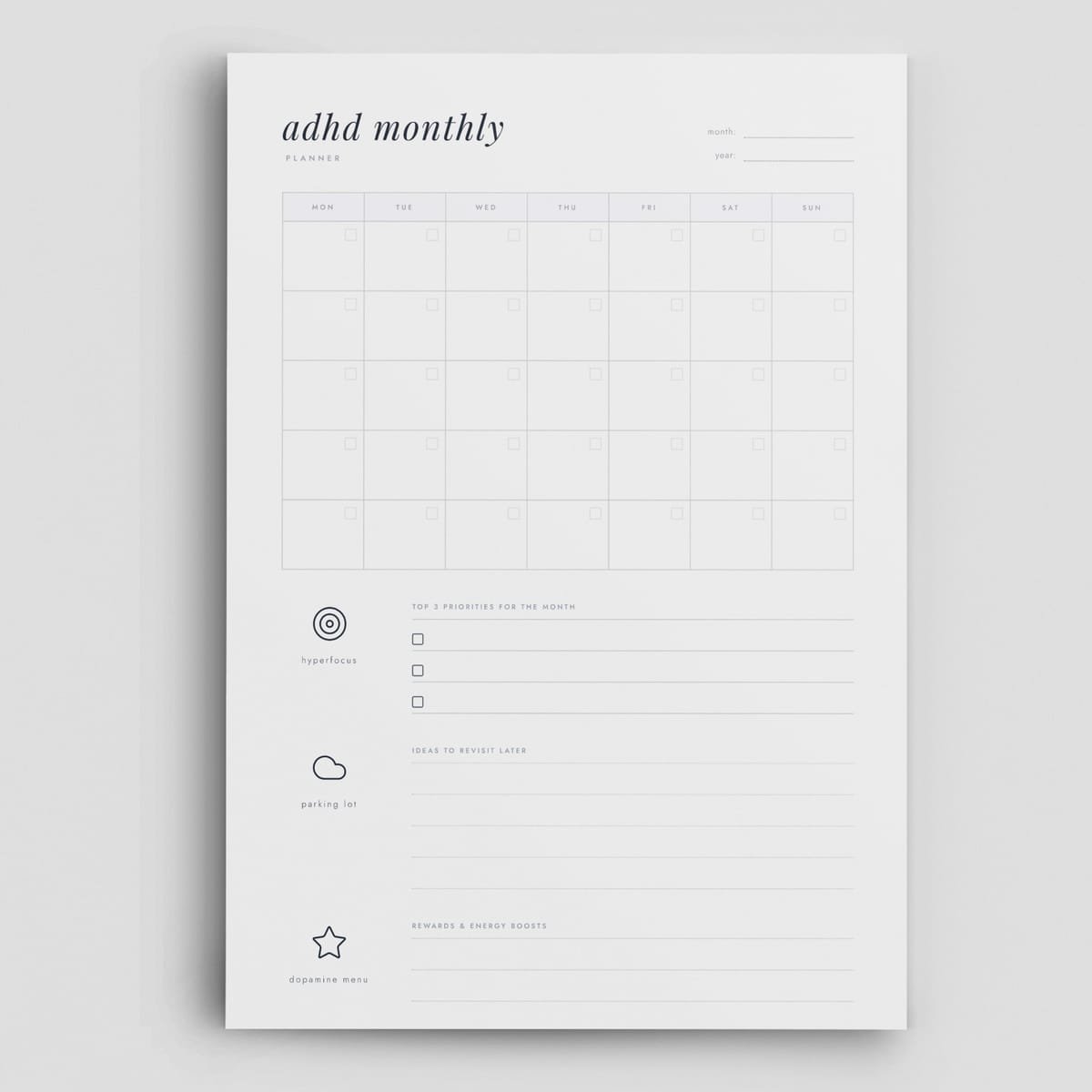 adhd monthly planner Hero