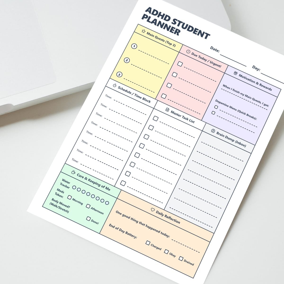 ADHD Student Planner Layout