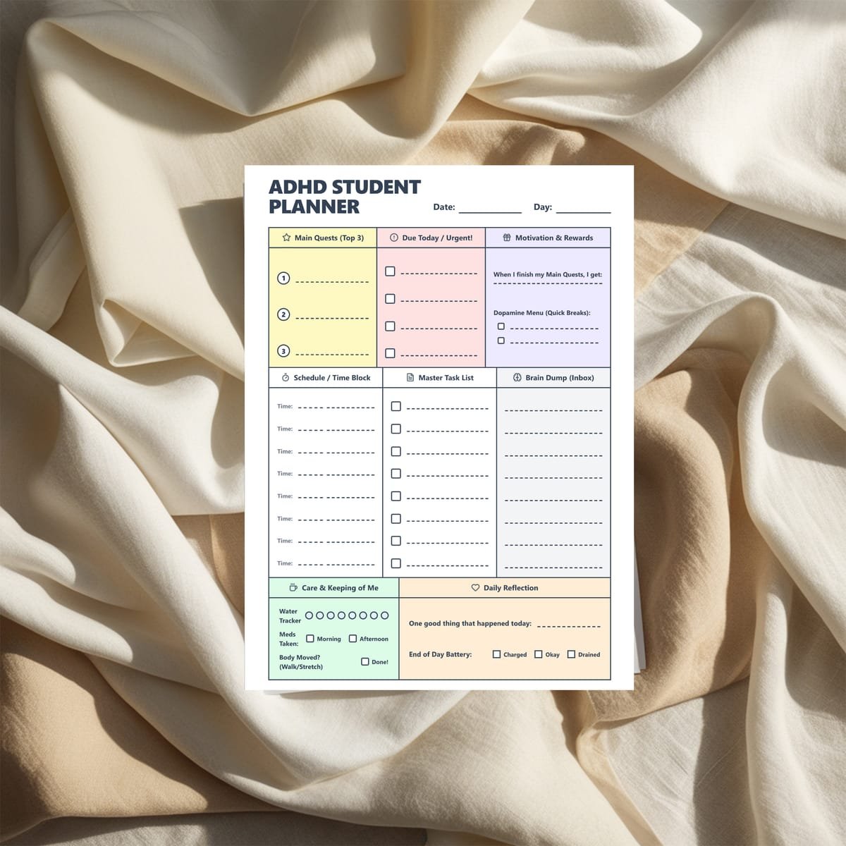 ADHD Student Planner Layout