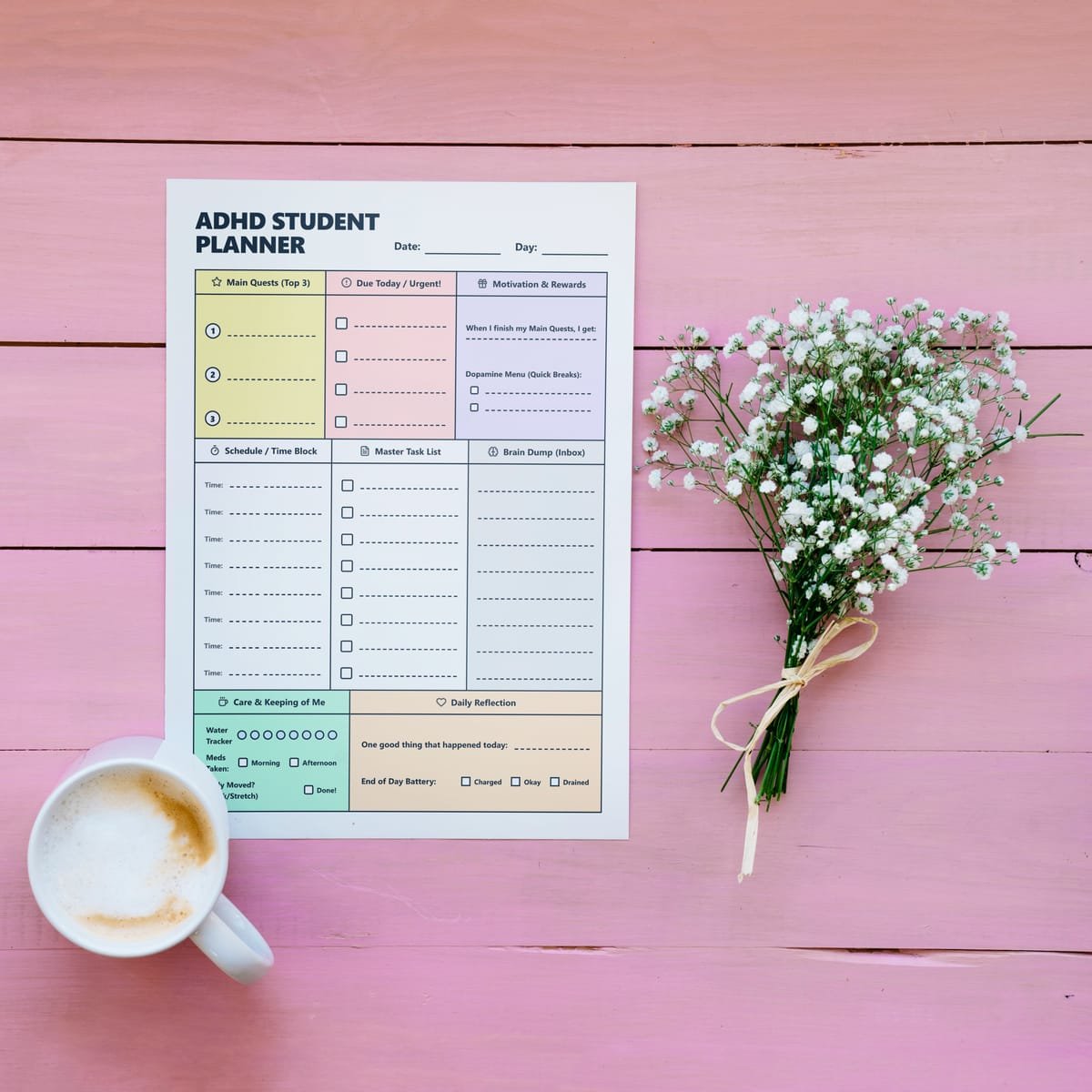 ADHD Student Planner Layout