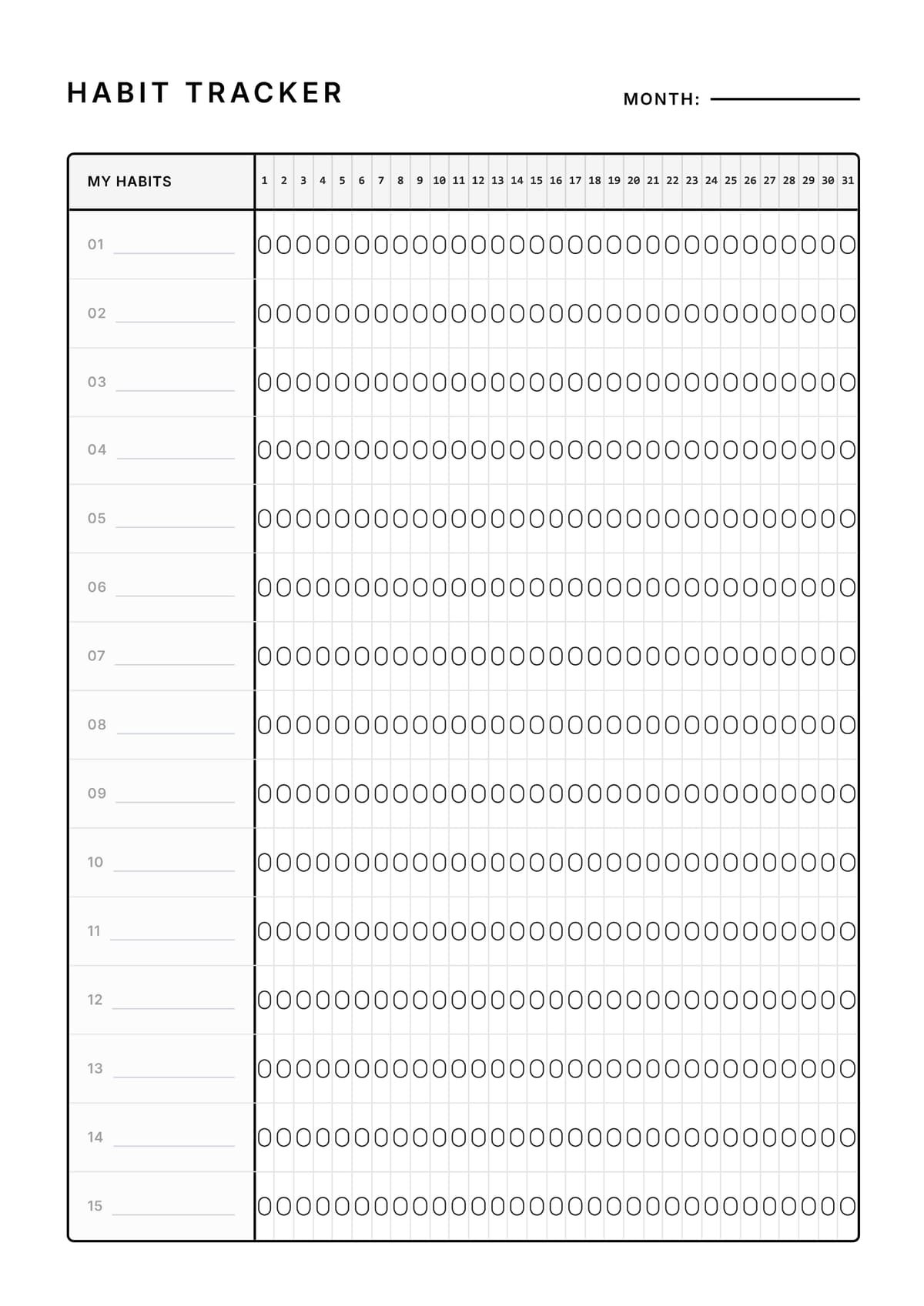 habit tracker Layout