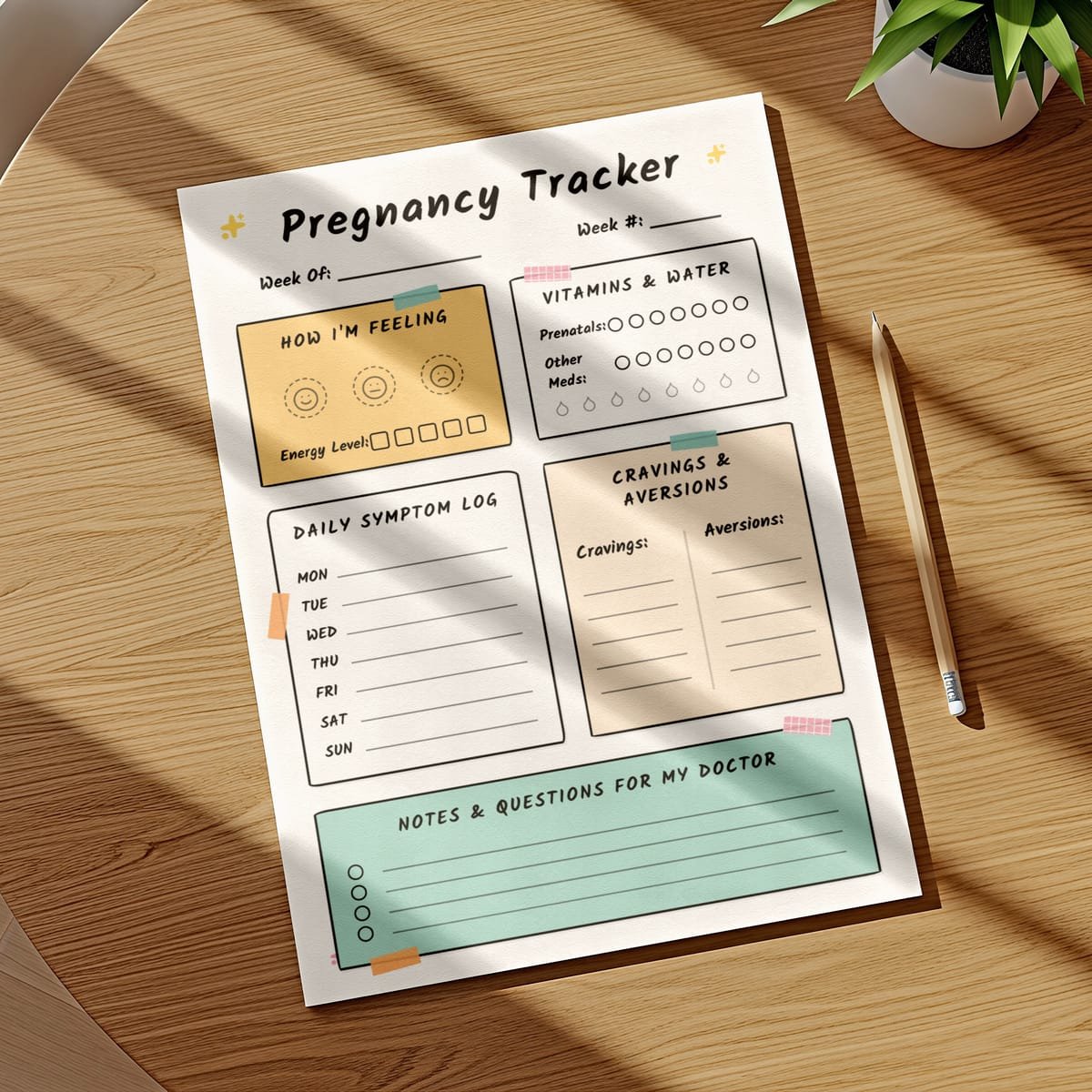 Pregnancy Symptoms Tracker Layout