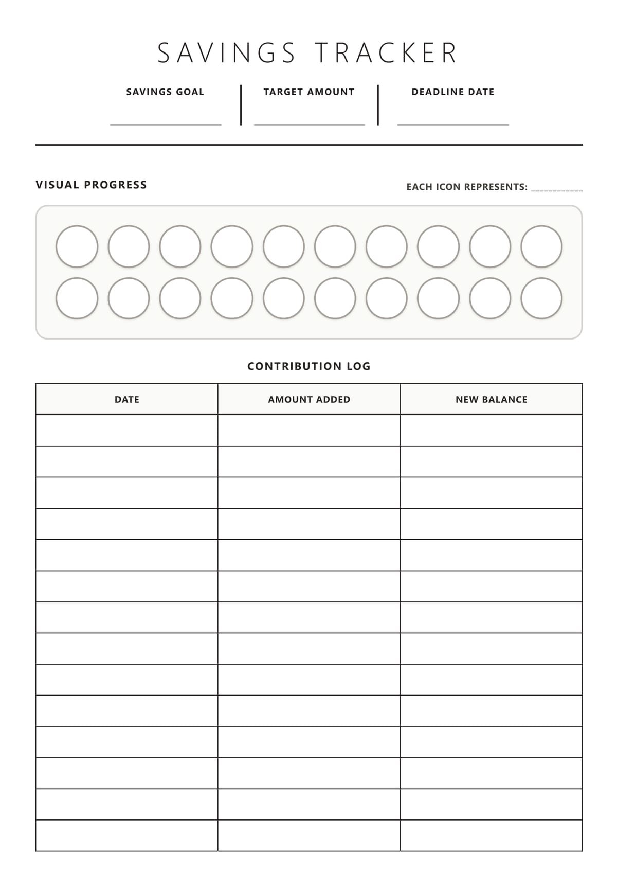 savings goal tracker Layout