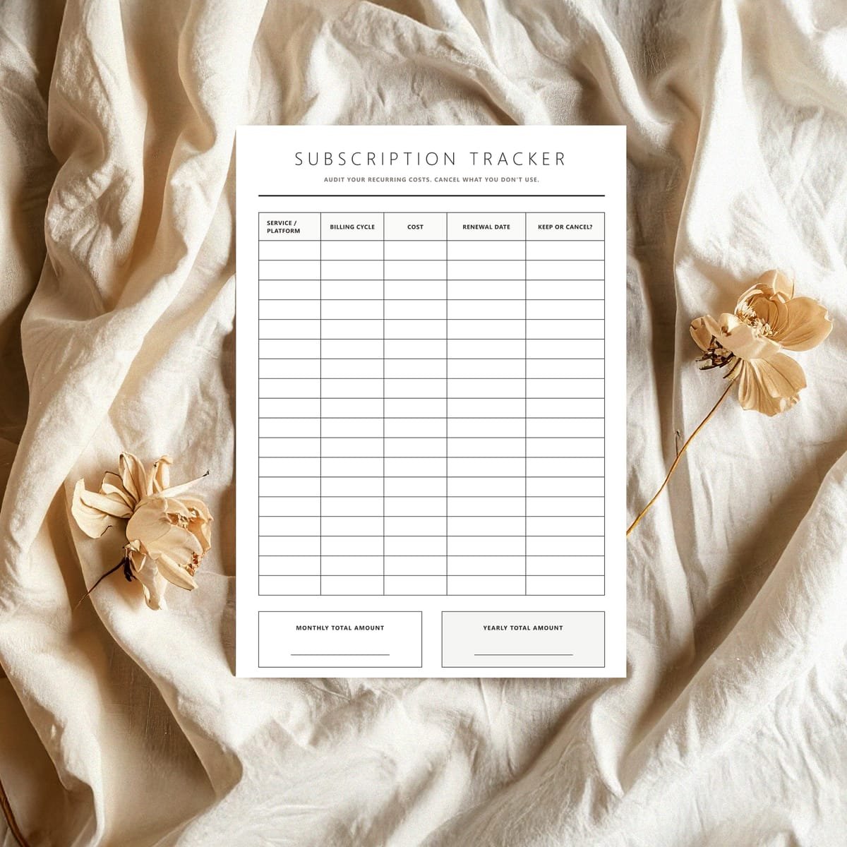 Subscription Tracker Layout