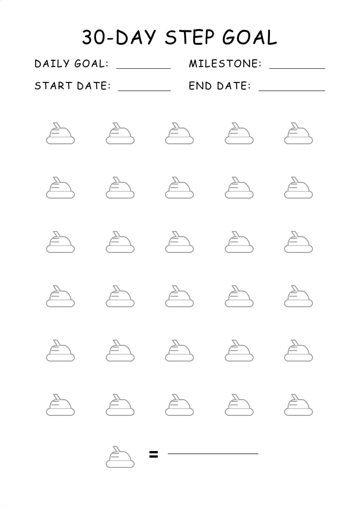 30 Day Step Tracker Layout