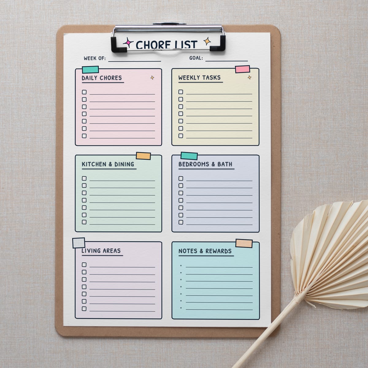 Chore List Planner Layout