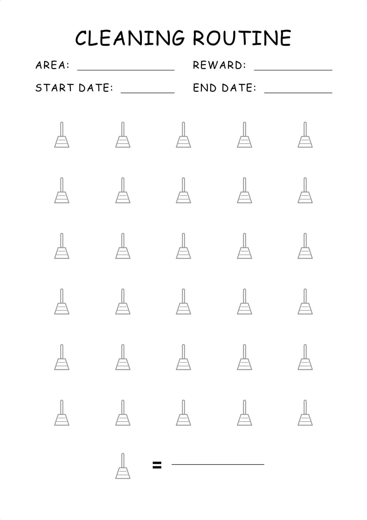 Cleaning Schedule Tracker Layout