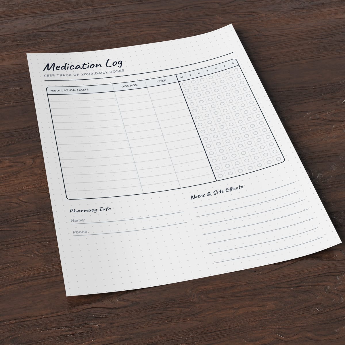 Medication Log Layout