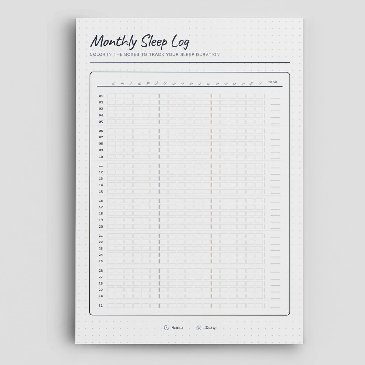 Monthly Sleep Log Hero