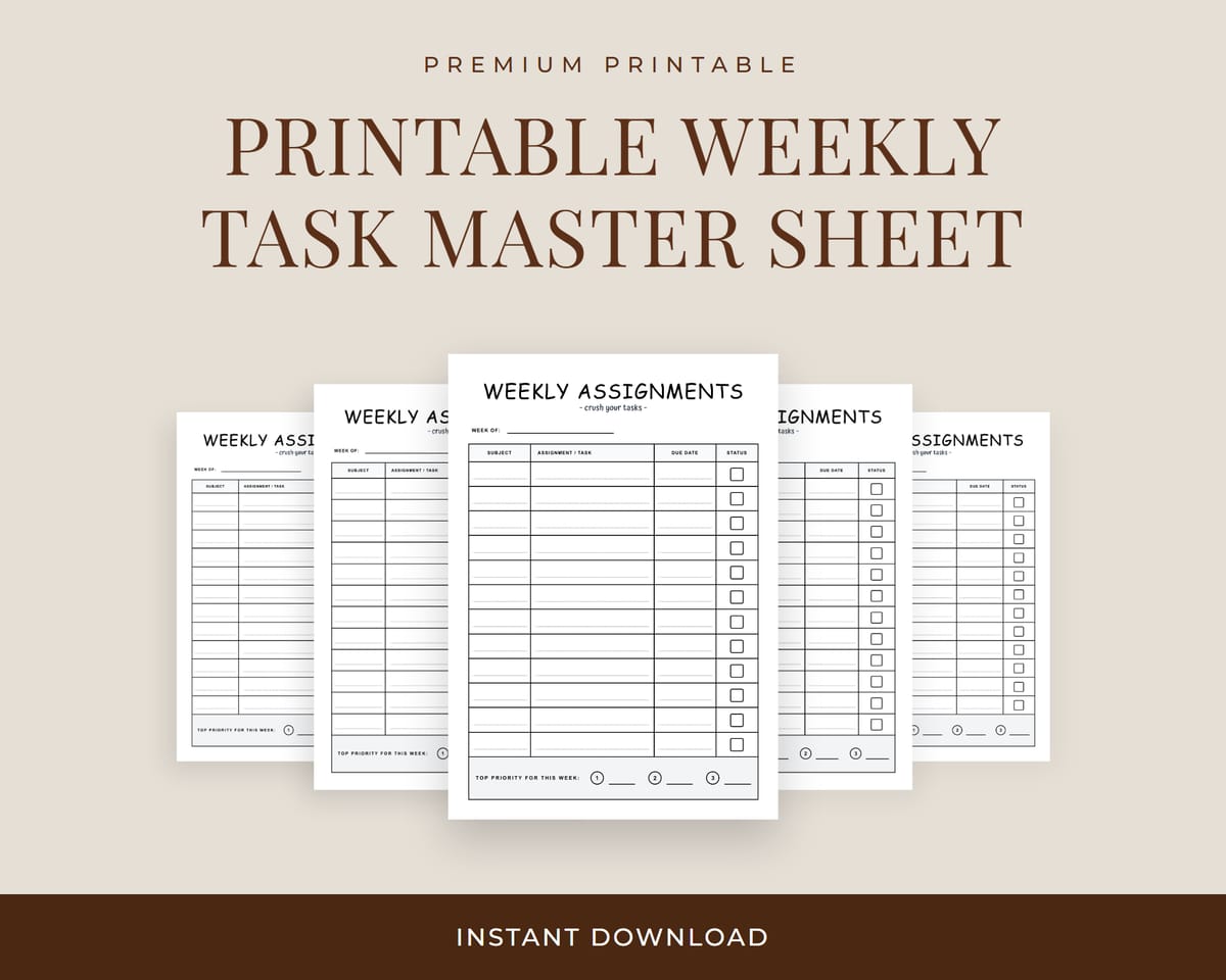 Weekly Task Master Sheet Hero